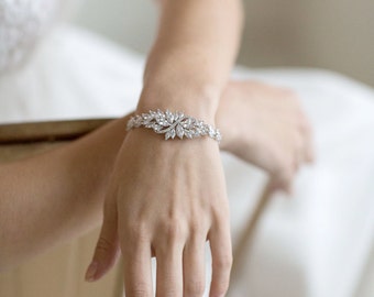 Wedding Bracelet, Cubic Zirconia Bracelet, Bridal Bracelet, Gold Bracelet, Rose Gold Bracelet, Wedding Jewelry