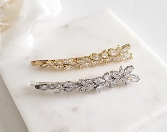 Cubic Zirconia Bridal Hair Clip, Wedding Hair Slide Accessory, CZ Bridal Hair Clip, Crystal Hair Pin, CZ Wedding Bobby Pin For Bride