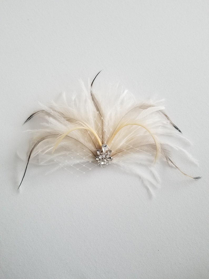 Bridal Feather Hairpiece, Wedding Feather Headpiece, Bridal Feather Fascinator, Feather Bridal Hairpiece OLIVIA image 7