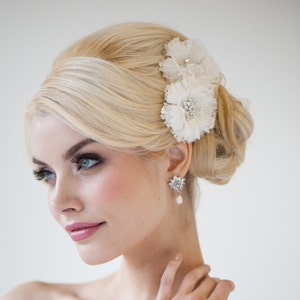 Silk Flower Bridal Hair Clip, Lace Wedding Headpiece, Sold as Single Clip image 2