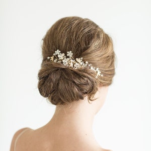 Pearl Bridal Hair Comb, Pearl and Crystal Comb For Bride, Rose Gold Wedding Hair Comb, Silver Wedding Comb image 9