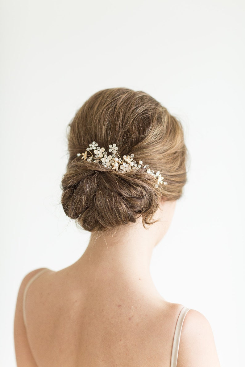 Pearl Bridal Hair Comb, Pearl and Crystal Comb For Bride, Rose Gold Wedding Hair Comb, Silver Wedding Comb image 9