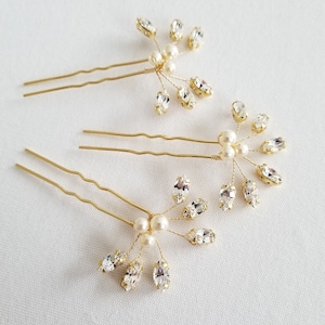 Bridal Hair Pins Pearl & Crystal, Wedding Hair Pins, Crystal Hair Pins, Pearl Hair Pins image 8