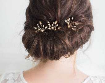 Épingles à cheveux de perle de mariage, épingles à cheveux de mariée en or, épingles à cheveux de mariage de perle, épingles à cheveux de mariée perle d'eau douce en cristal