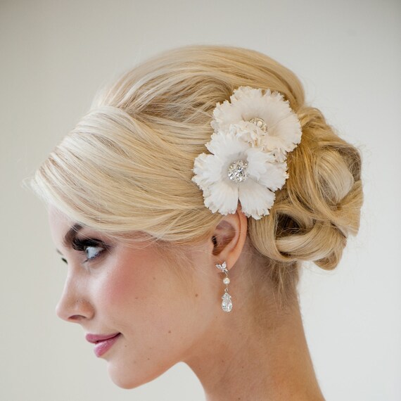 Bridal Silk Flower Hair Clips Wedding Headpiece Bridal Etsy