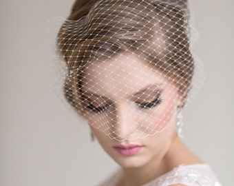 Birdcage Wedding Veil, Short Bandeau Style Net Bridal Veil