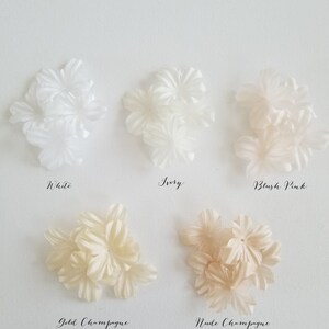 Silk flower wedding hair pins with freshwater pearls. Available in silver, gold or rose gold.