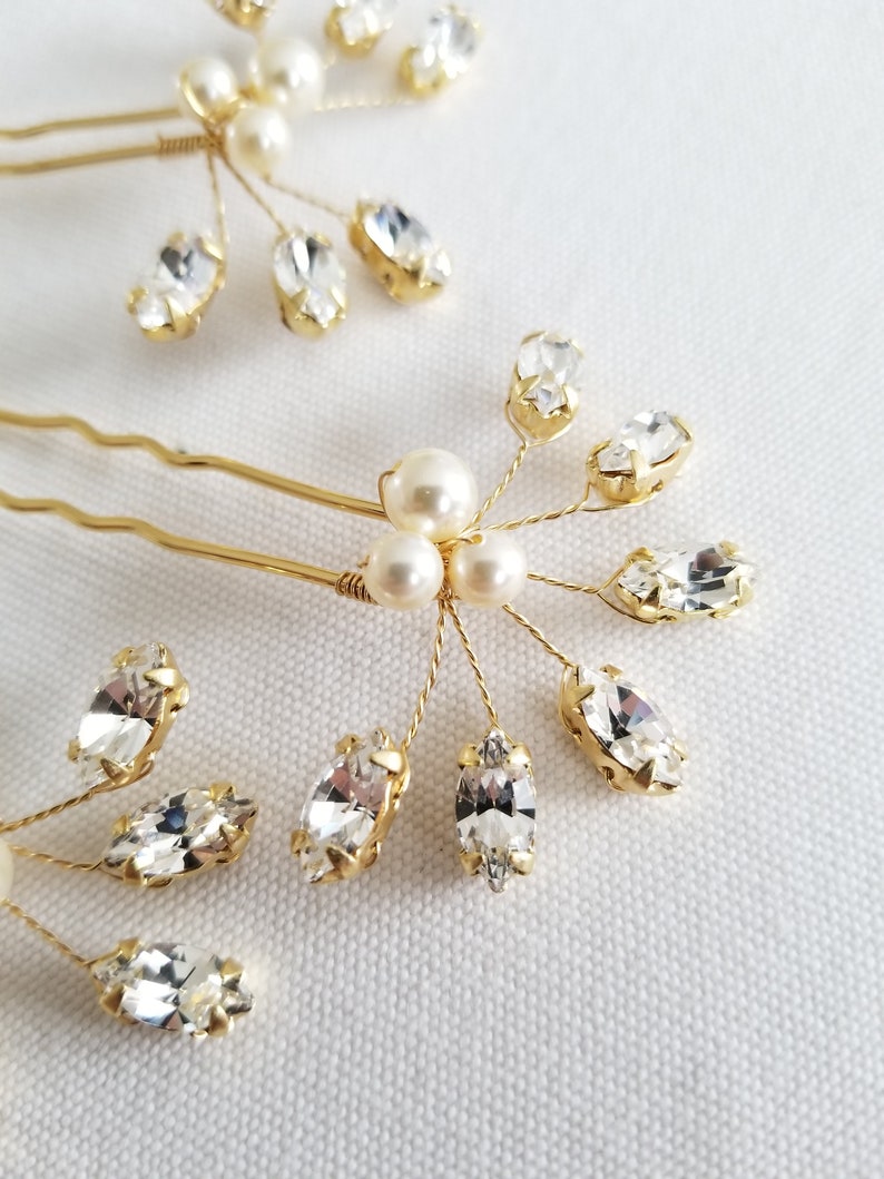 Bridal Hair Pins Pearl & Crystal, Wedding Hair Pins, Crystal Hair Pins, Pearl Hair Pins image 9