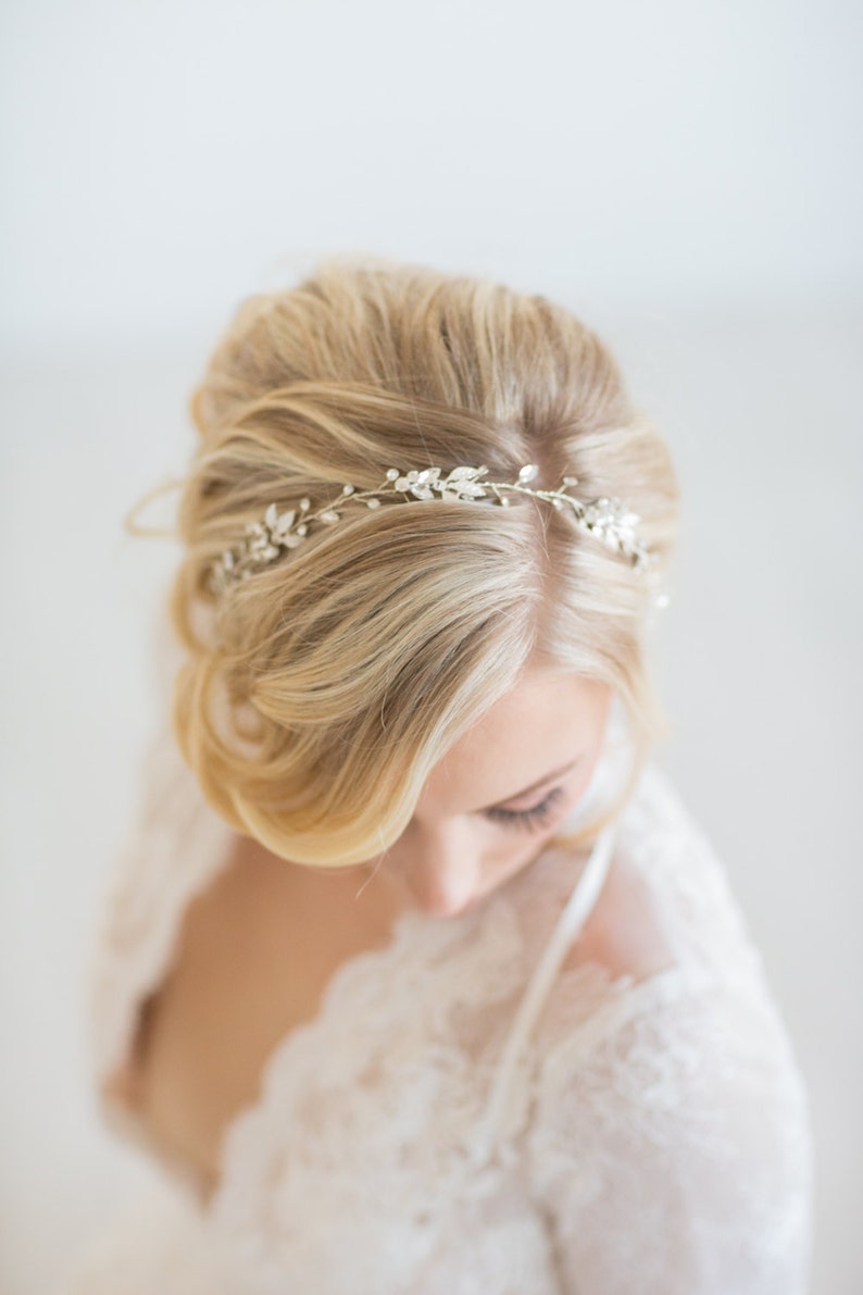 Wedding Hair Vine, Bridal Headpiece, Silver Bridal Headband, Wedding Hairpiece, Crystal Hair Vine For Bride image 3