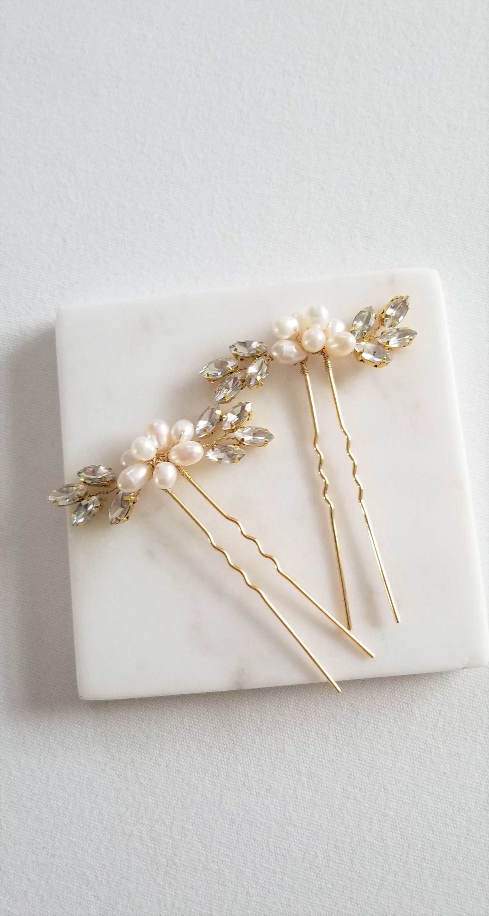Pearl Wedding Hair Pins Crystal Bridal Hair Pins Freshwater - Etsy