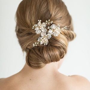 Wedding Hair Pin Freshwater Pearl, Bridal Hair Pin, Silver Pearl Hair Pin, Flower Hair Pin, Gold Bridal Hair Pin, Rose Gold Pin image 1