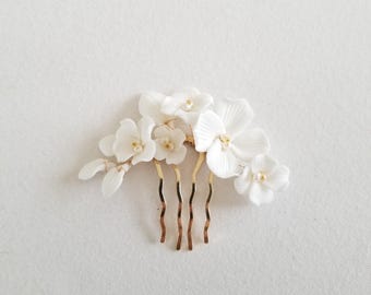 Porcelain Flower Wedding Hair Comb