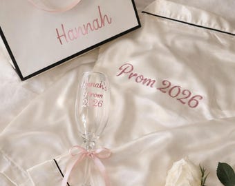 Personalised Prom bundle - Robe, Bag & Champagne glass