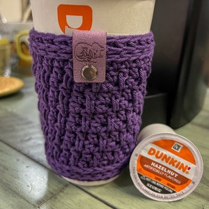 Eggplant Megan Crochet Coffee Sleeve Cozy image 1