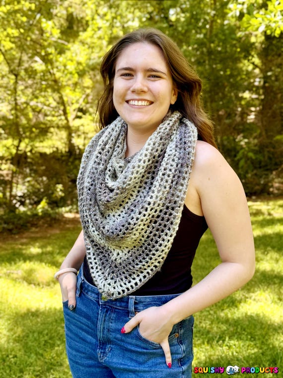 Misty Rainbow Crochet Triangle Shawl