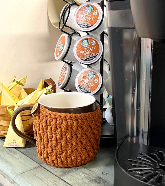 Caramel Nordic Crochet Mug Cozy | Coffee Mug Sleeve w/Button