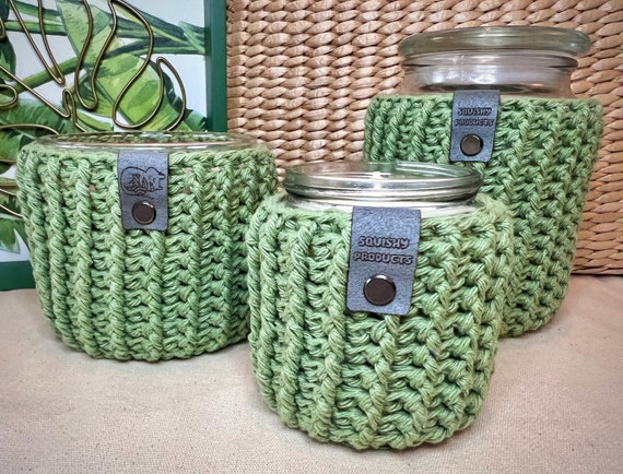 Sage Emmett Crochet Candle Cozy: Candle Jar Cover