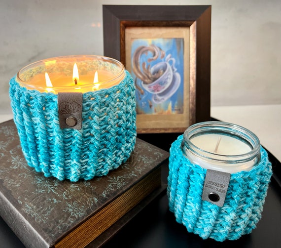 Ocean Emmett Crochet Candle Cozy: Candle Jar Cover