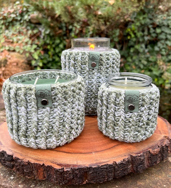 Moss Emmett Crochet Candle Cozy: Candle Jar Cover
