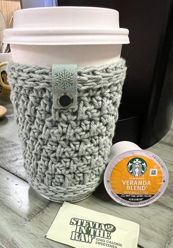 Sea Frost Megan Crochet Coffee Sleeve Cozy