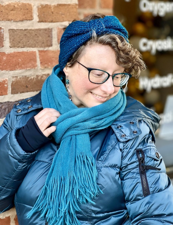 Twinkle Teal Crochet Ear Warmer: Audrey Winter Headband