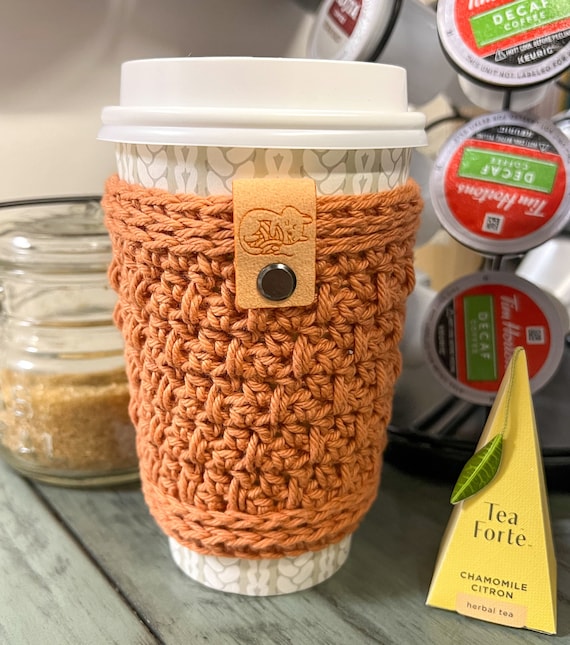 Peachy Megan Crochet Coffee Sleeve Cozy