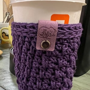 Eggplant Megan Crochet Coffee Sleeve Cozy image 3