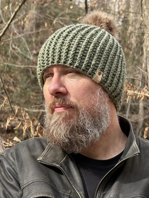 Wasabi Tweed Emmett Crochet Beanie, Unisex Winter Hat