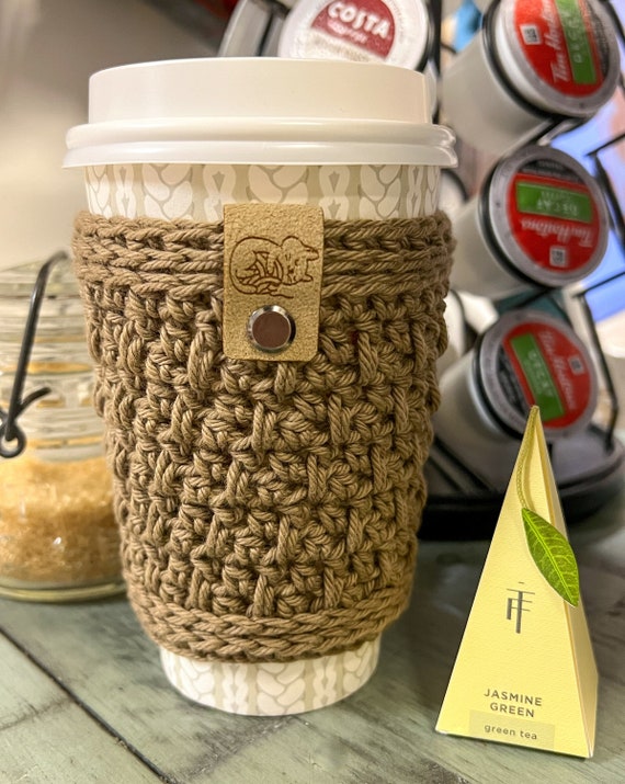 Mushroom Megan Crochet Coffee Sleeve Cozy