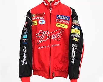 Vintage 80s Racing Jacket: Embroidered Leather F1 Bomber - Etsy
