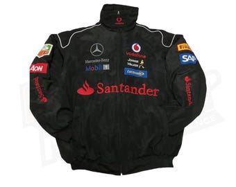 Vintage Y2K F1 Bomber Jacket | Retro Motorsport Racing Jacket with Embroidered Logos and Classic Racing Aesthetic for Men & Women