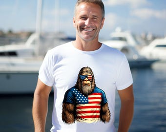 Pie Grande Patriótico PNG: Diseño de Sublimación de Sasquatch del 4 de Julio (Descarga Digital)