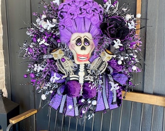 Barbara Bones Halloween Wreath, Skeleton Wreath, Halloween Wreath, Fall wreath, Ghost wreath, Halloween decor, Fall decor, Owl wreath
