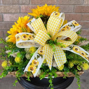 Faux Sunflower Basket Arrangement: Farmhouse Floral Centerpiece