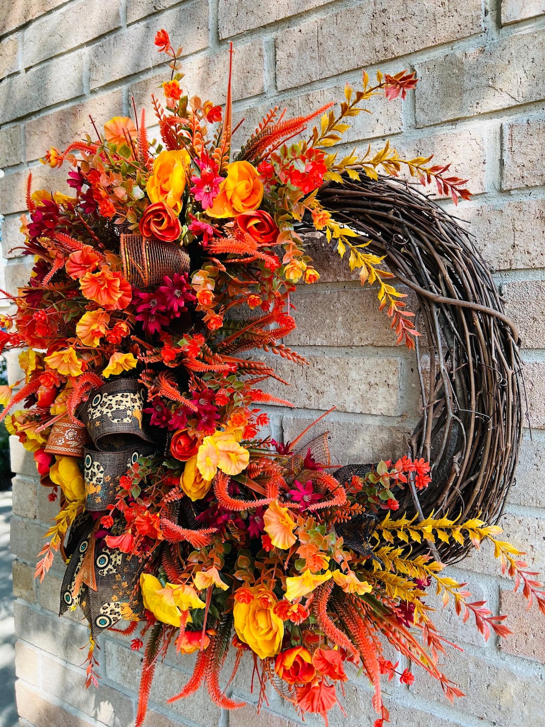 Large Fall Front Door Wreath: Country Farmhouse Autumn Decor - Etsy