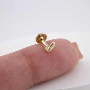 14k Solid Rose Gold Heart Piercing • Ear stud solid 14k gold earring •flatback piercing for helix tragus • real gold piercing