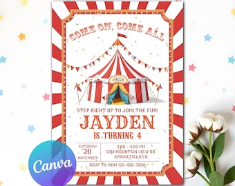 Carnival Birthday Invitation, Carnival Invitation, Circus Invitation, Amusement Park Invitation, Carnival Editable in Canva