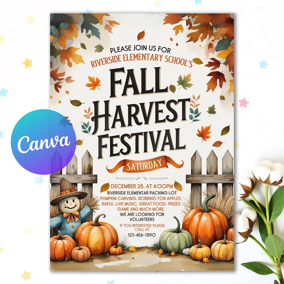 Fall Festival Invitation, Church Fall Festival Invite, Harvest Festival Party, Fall Party Invitation, Fall Festival Flyer, Instant Download
