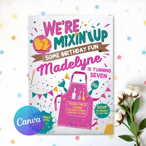 Editable Baking Birthday Party Invitation Cooking Birthday Party Invite Cupcake Baking Party Girly Cake Baking Party Instant Download