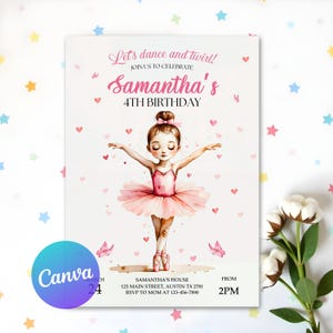 Ballerina Birthday Invitation, Tutu Cute Birthday Invitation, Ballet Birthday Invitation, Dance And Twirl Invitation, Instant Download