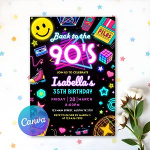 Digital 90s Birthday Invitation, Back to The 90&#39;s, 90s Birthday, Throwback Party, Hip Hop Party, Retro Invitation, Invitation Template