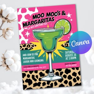 animated invitation, editable invite, mobile phone invite, birthday invitation, birthday party, birthday invite, digital invite, 21st 30th 40th 50th, MuuMuus and Margs, tropical invite, moo moos Margaritas, girls night in, ladies night invite