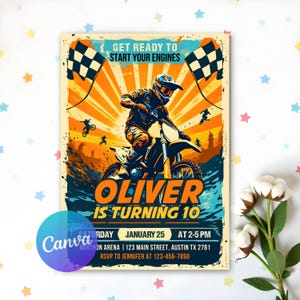 Editable BMX Birthday Invitation, Bike Birthday Invitation, Motocross Birthday Invite, Motocross Racing Template, Instant Download