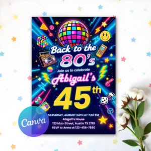 Editable 80s Party Invitation, Back to the 80s, Throwback Party, 80s Party Invite, Retro Birthday Invitation, Hip Hop Invite, Editable Canva