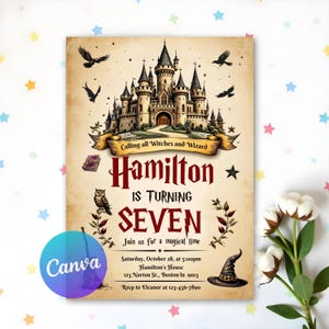 Editable Magical Birthday Invitation, Wizards Witches Birthday Invitation Template, Castle Wizardry Party Download, Printable Template