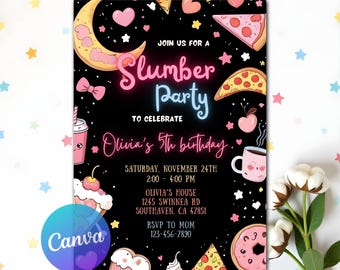 Invitación a fiesta de pijamas, invitación de cumpleaños con pizza y pijamas, invitación de cumpleaños para una fiesta de pijamas, fiesta de pijamas, fiesta de pijamas para niñas, fiesta de mimos