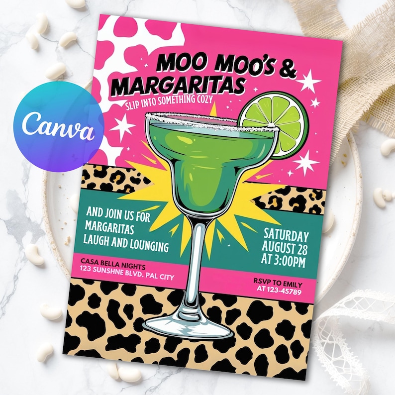 margarita invite, girls night decor, girls night evite, ladies night invite, girls night out, moo moos, womens brunch invite, animated invitation, bachelorette invite, mobile invitation, 40 birthday, digital invitation, girls day fun