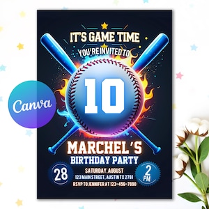First Birthday Baseball Player Card, Editable Baseball Party Invitation, Rookie of the Year 1st Birthday, Baseball Birthday, Canva Editable