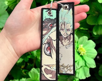 Dr. Stone Embroidered Keychain - Double Sided Jet Tag
