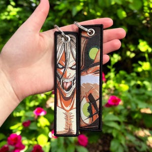 Attack On Titan Embroidered Keychain - Double Sided Jet Tag